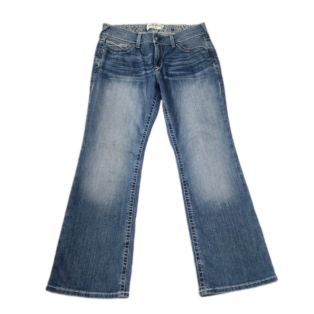 Ariat Real Denim Jeans Thick Stitch Medium Wash Mid Rise Womens Size 32 Short